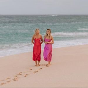 Red Daily Drills Silk Dress